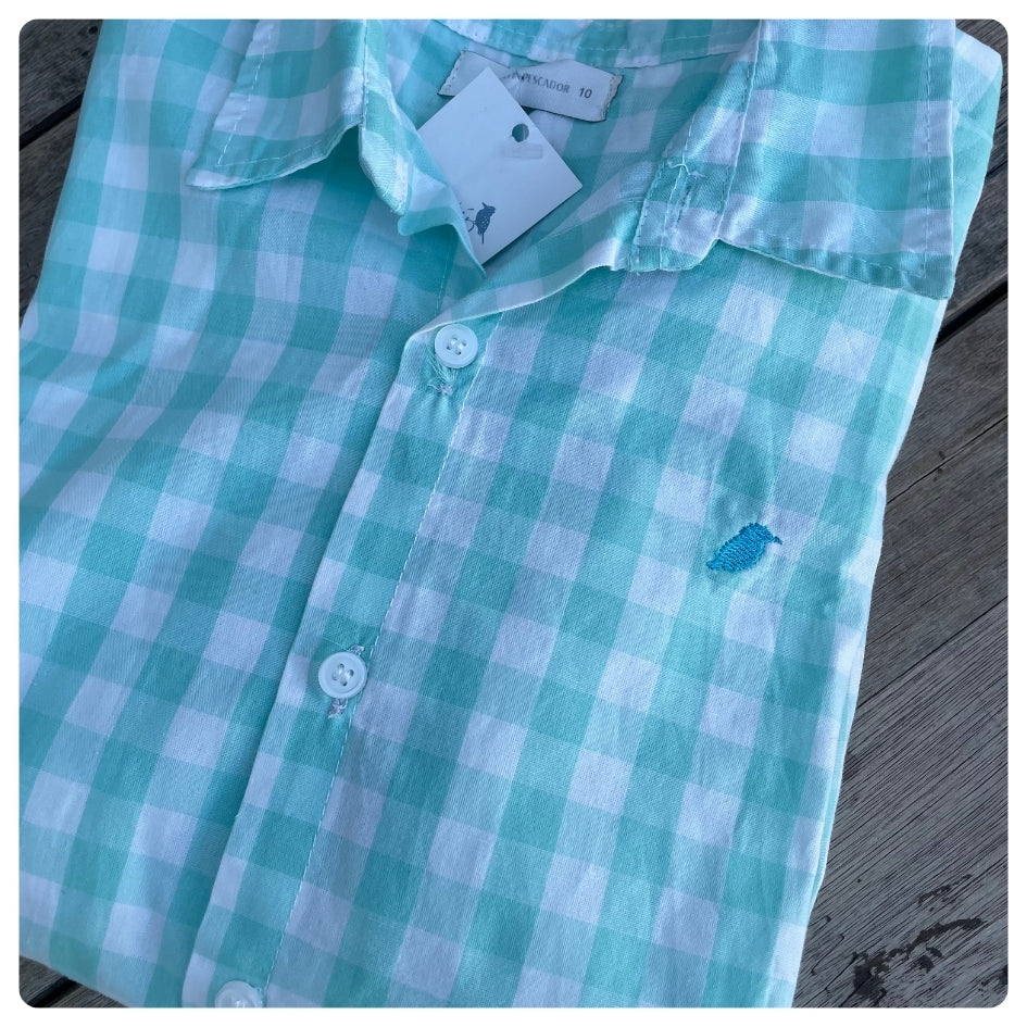 Camisa cuadros menta