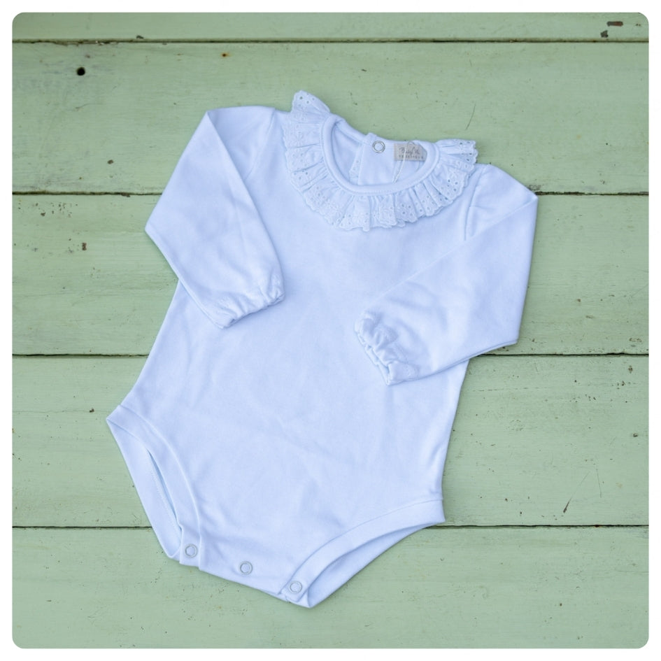 Body algodon blanco cuello broderie m/l