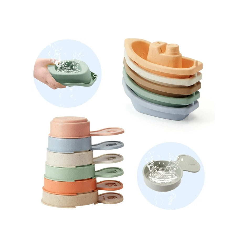 Juego apilable de encastre barcos y tazas