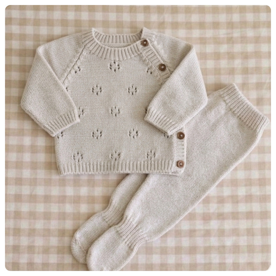 Conjunto dralon prendido adelante beige