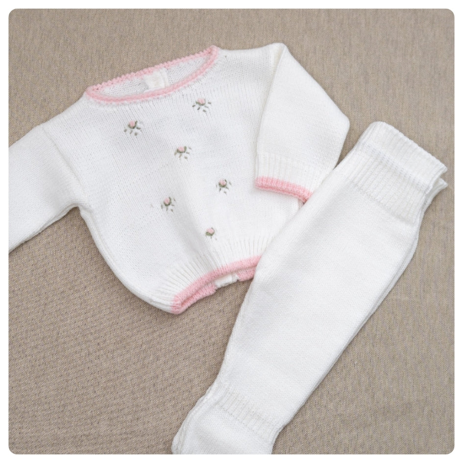 Conjunto dralon blanco y rosado