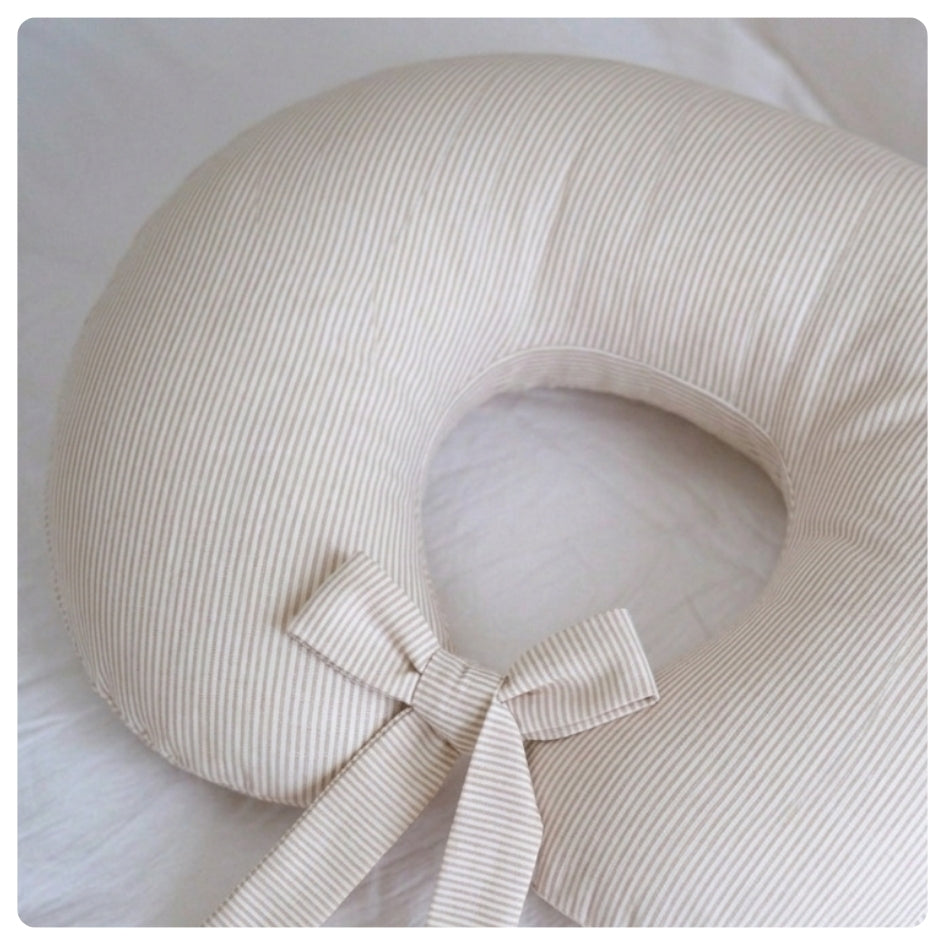 Almohadón de lactancia rayas beige