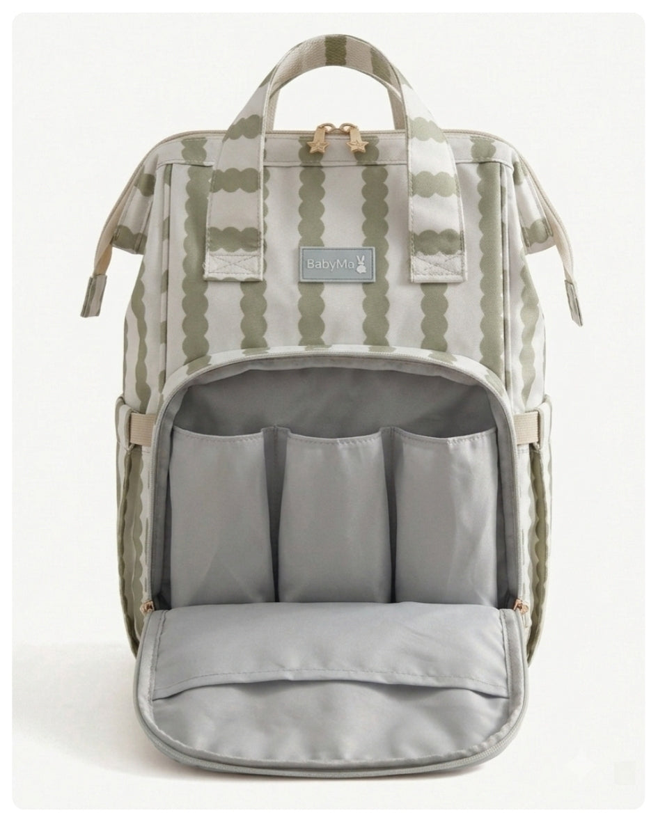 Mochila maternal rayas verdes