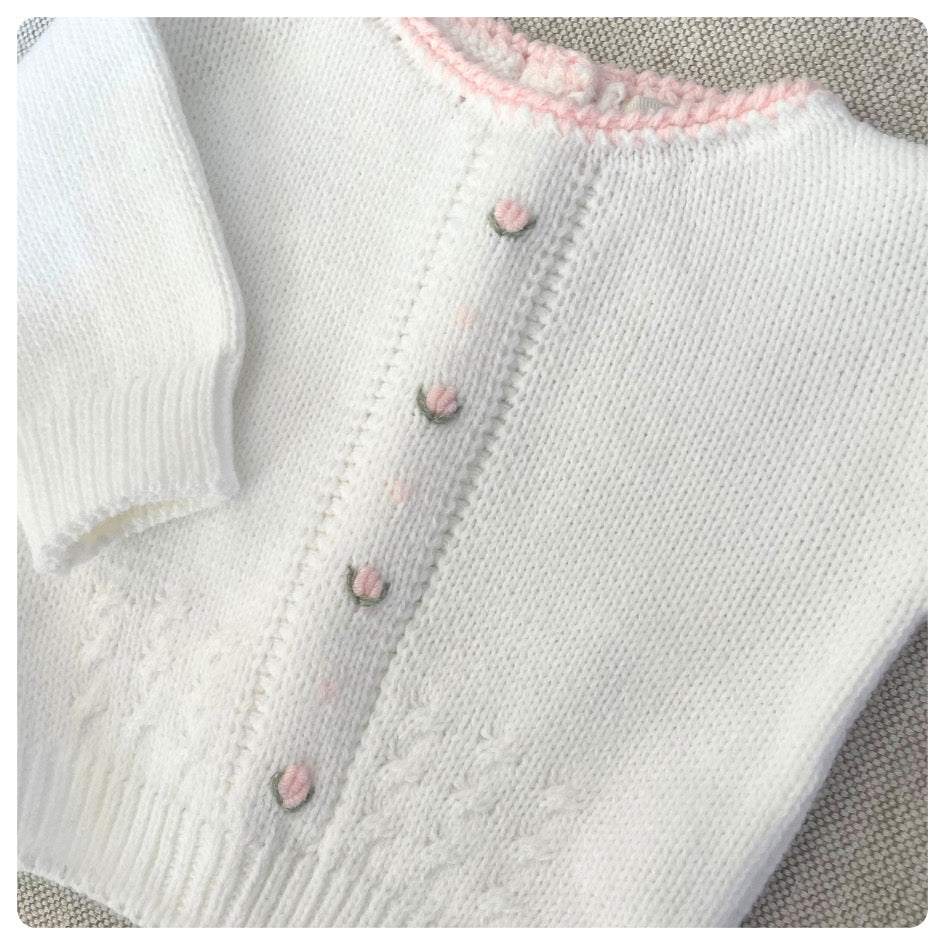 Conjunto dralon blanco y rosado