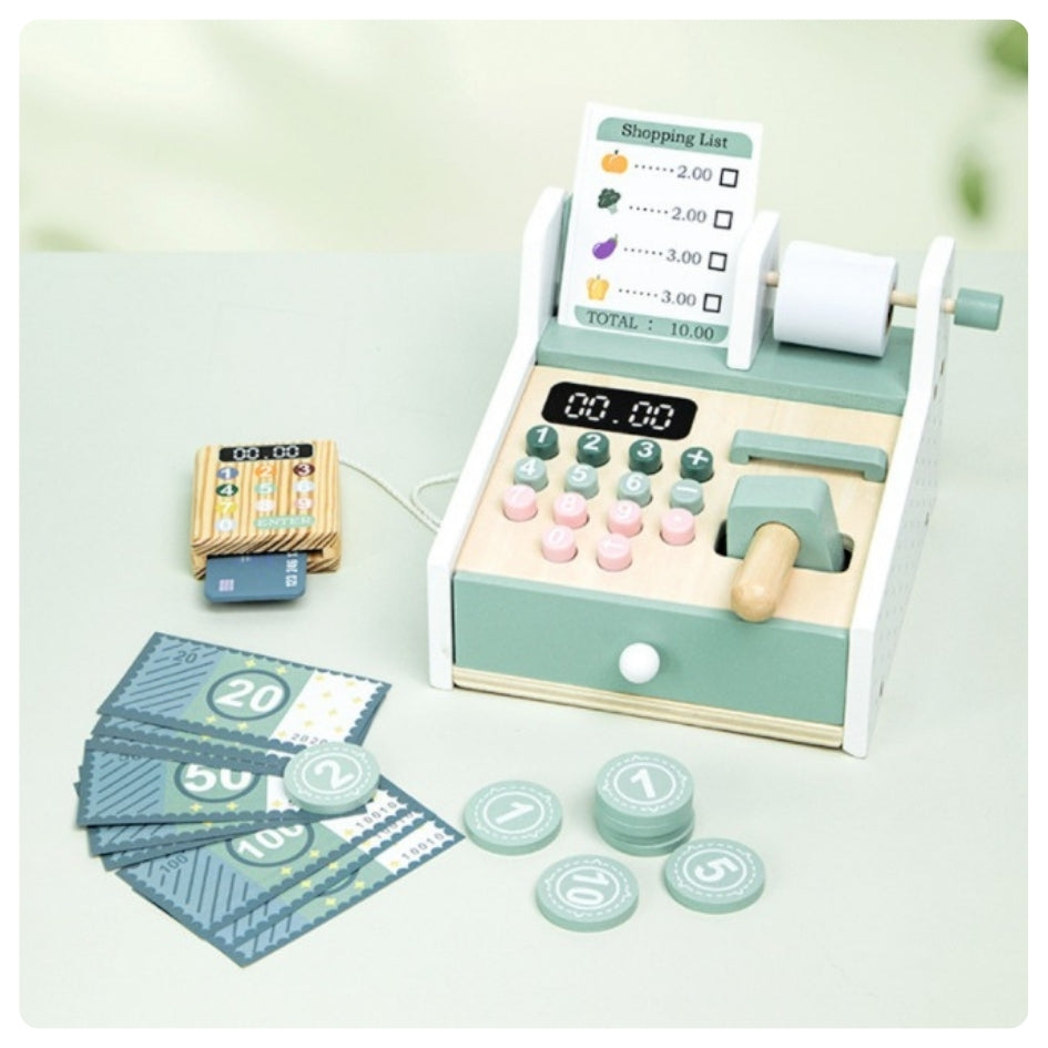 Caja registradora con accesorios