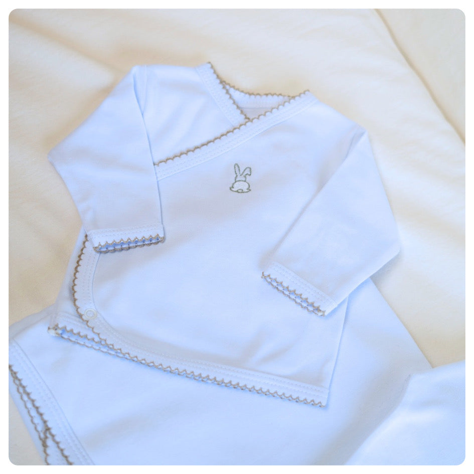 Batita algodón orgánico blanco picot beige