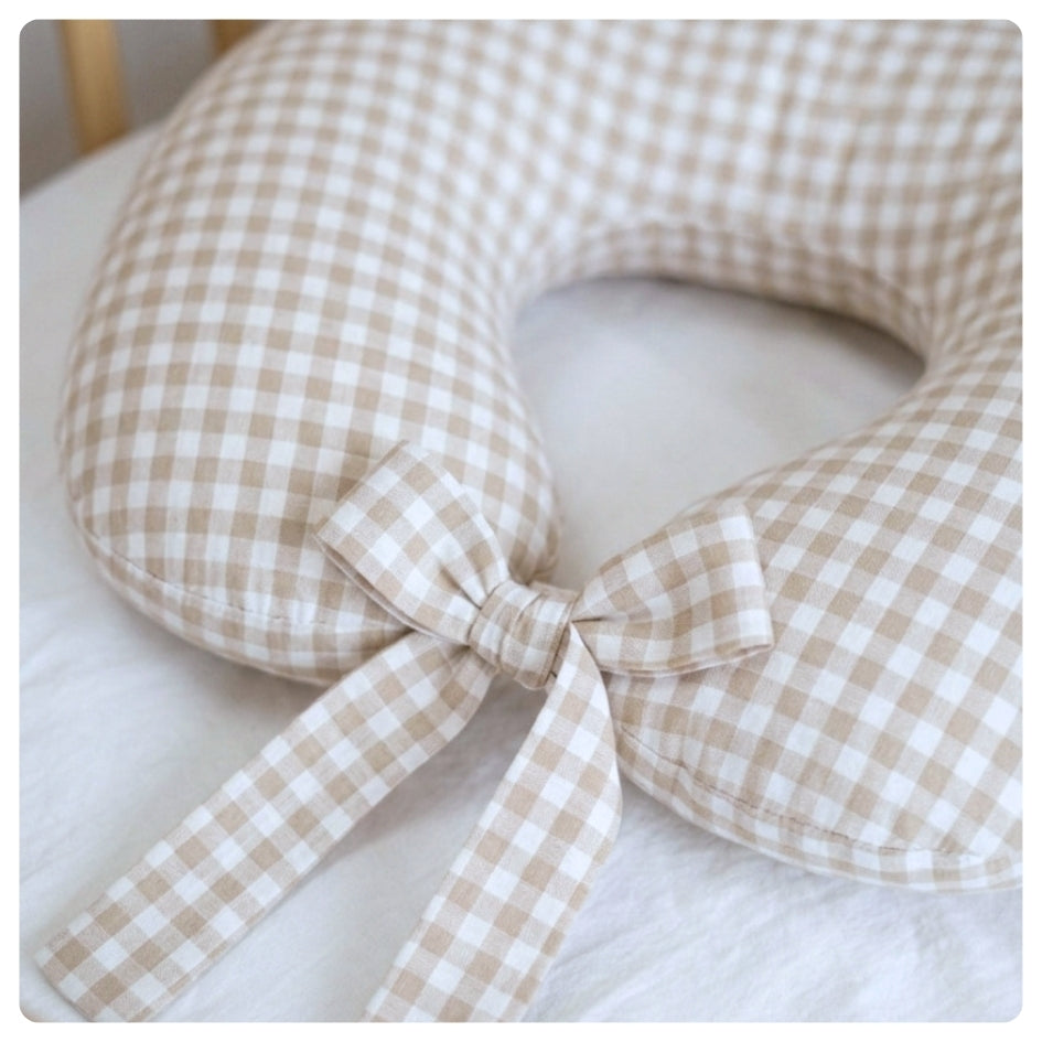 Almohadón de lactancia Vichy beige grande