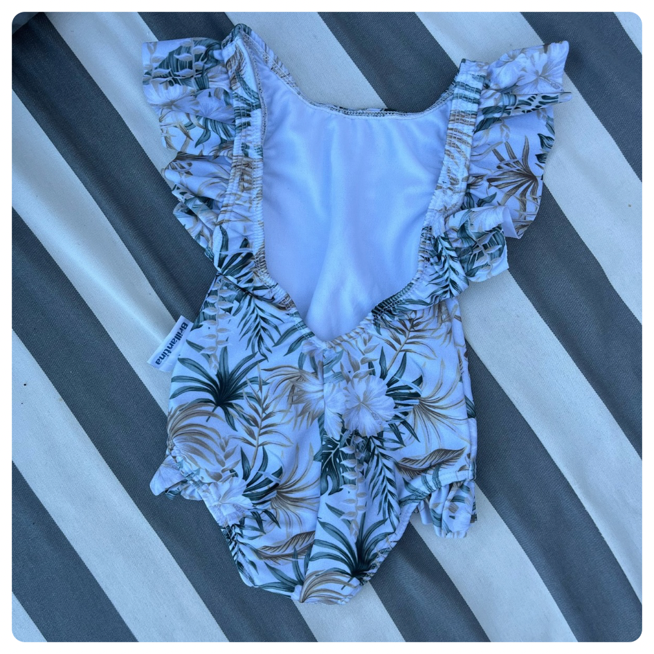 Traje de baño Brillantina hojitas verdes