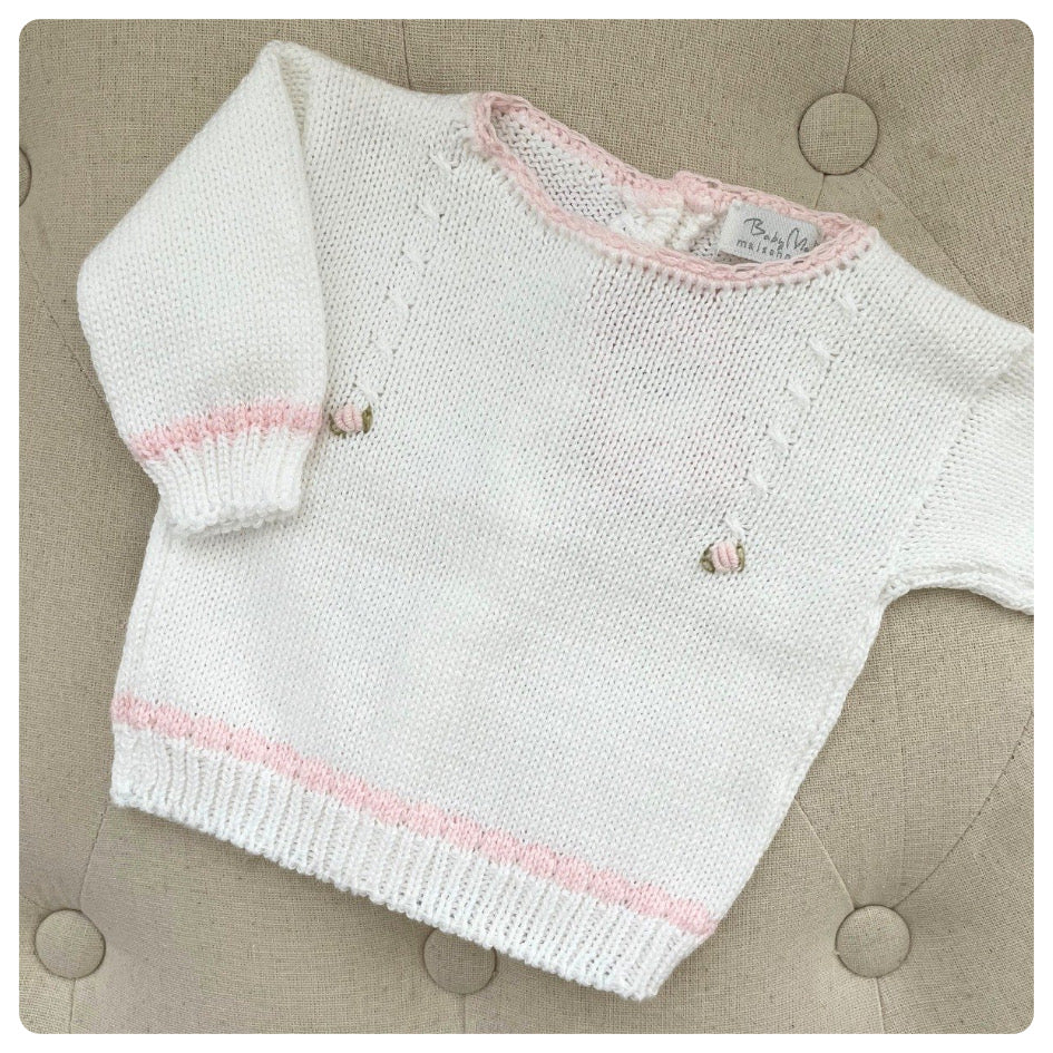 Conjunto hilo blanco y rosado