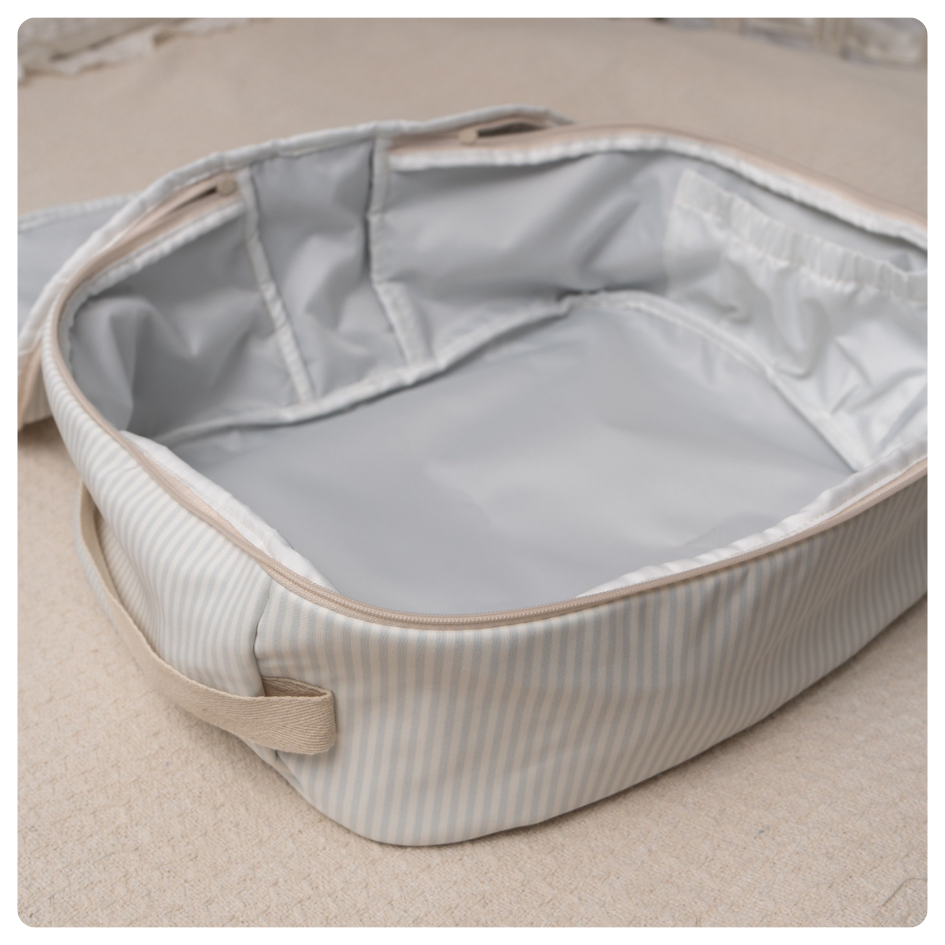 Bolso maternal rayas celestes