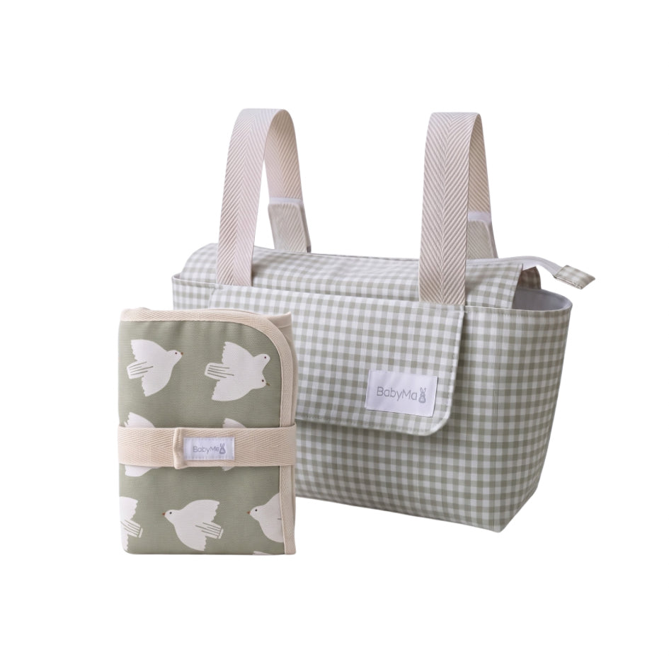 Mini Bag paseo vichy verde con cambiador
