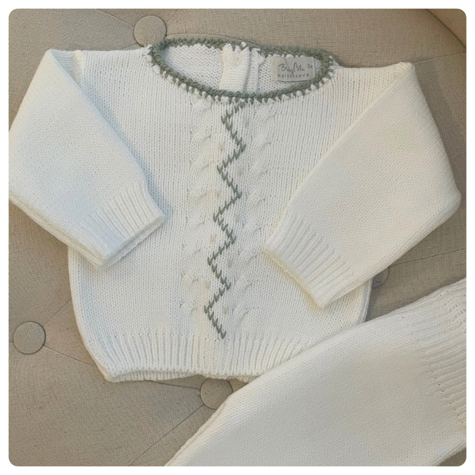 Conjunto dralon blanco y verde seco