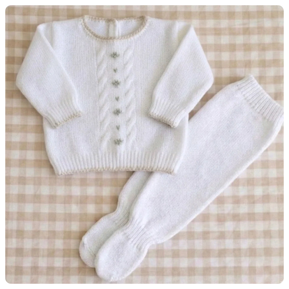 Conjunto dralon blanco y beige