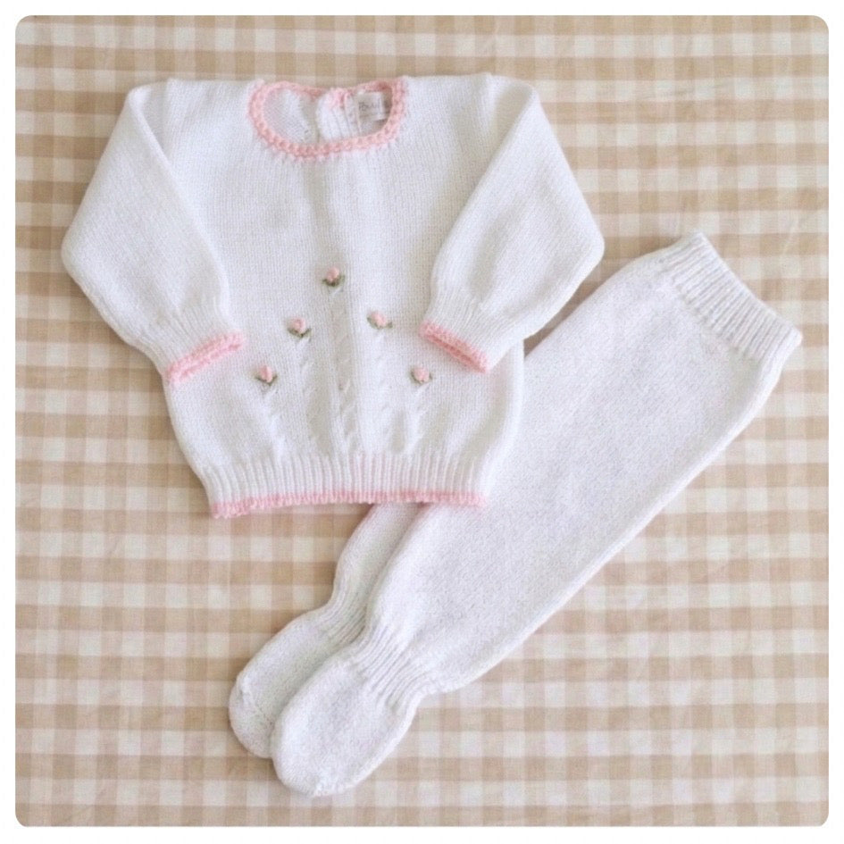 Conjunto dralon blanco y rosado