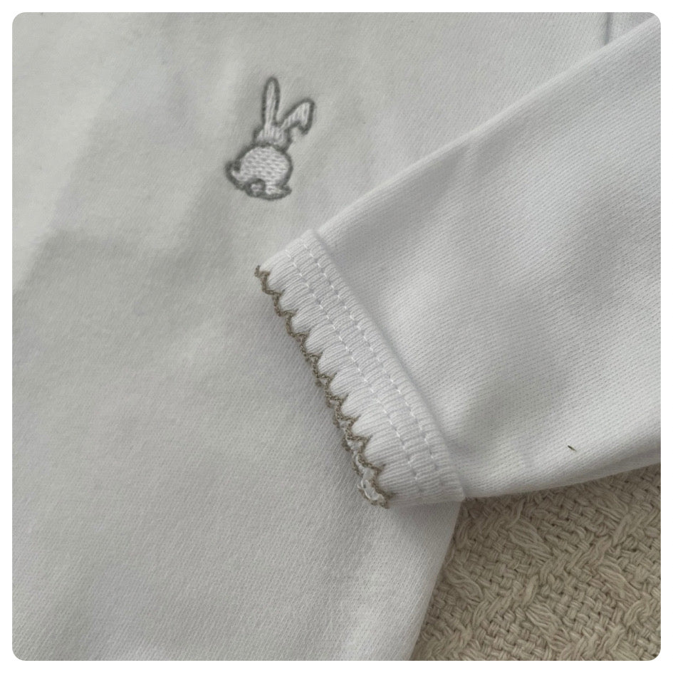 Pijama algodón orgánico blanco y beige