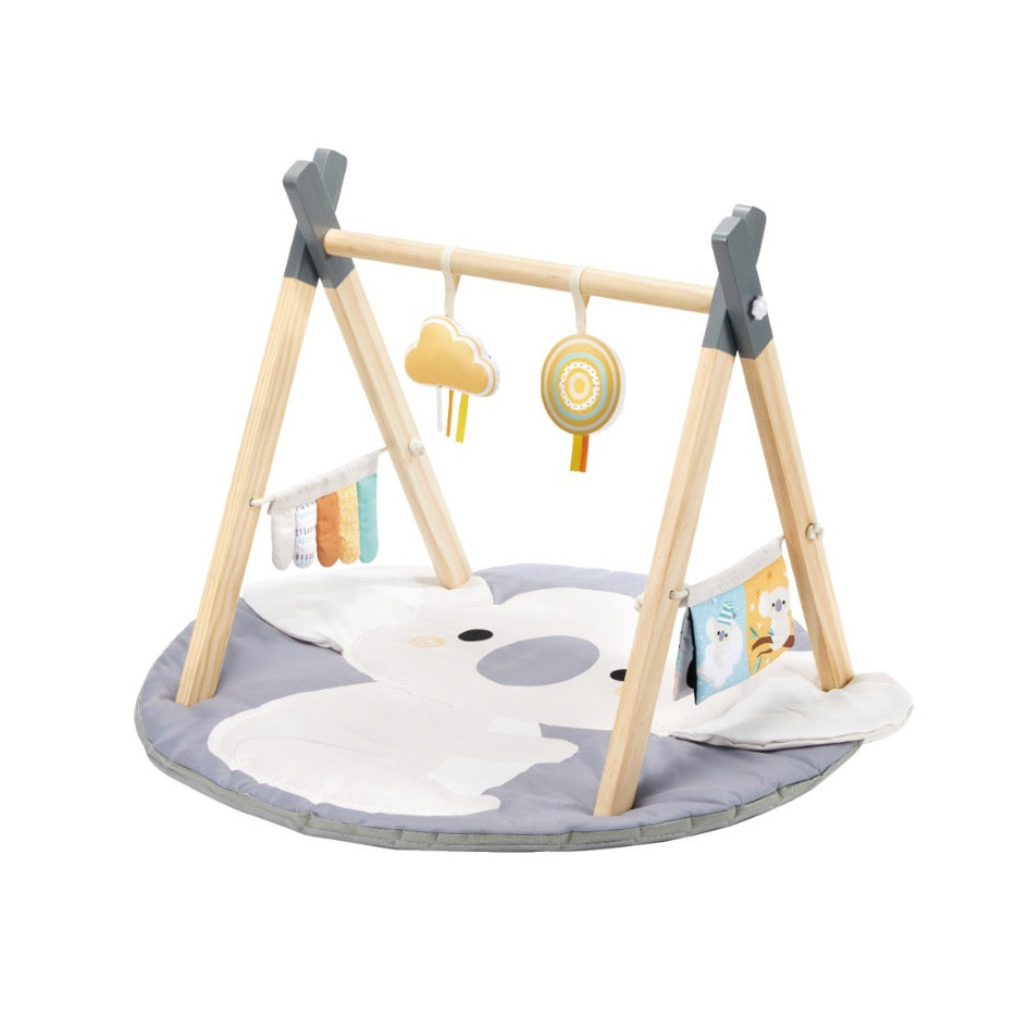 Gimnasio de madera con alfombra