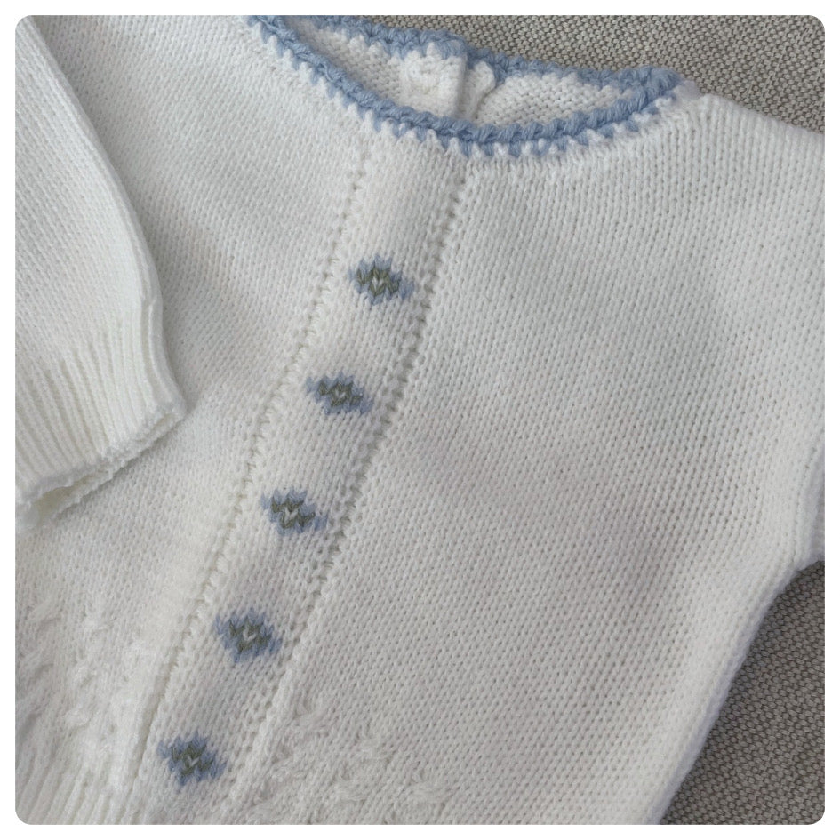 Conjunto dralon blanco y celeste