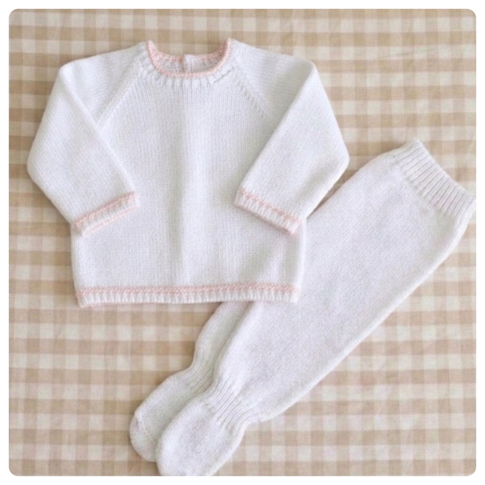 Conjunto dralon blanco y rosado