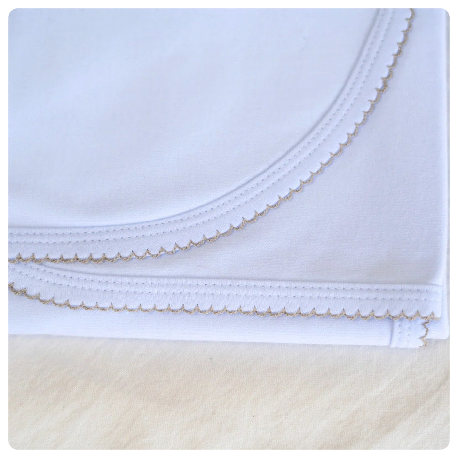 Conjunto algodón orgánico blanco picot beige 4 piezas