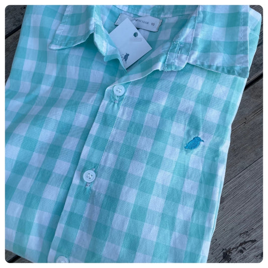 Camisa cuadros menta