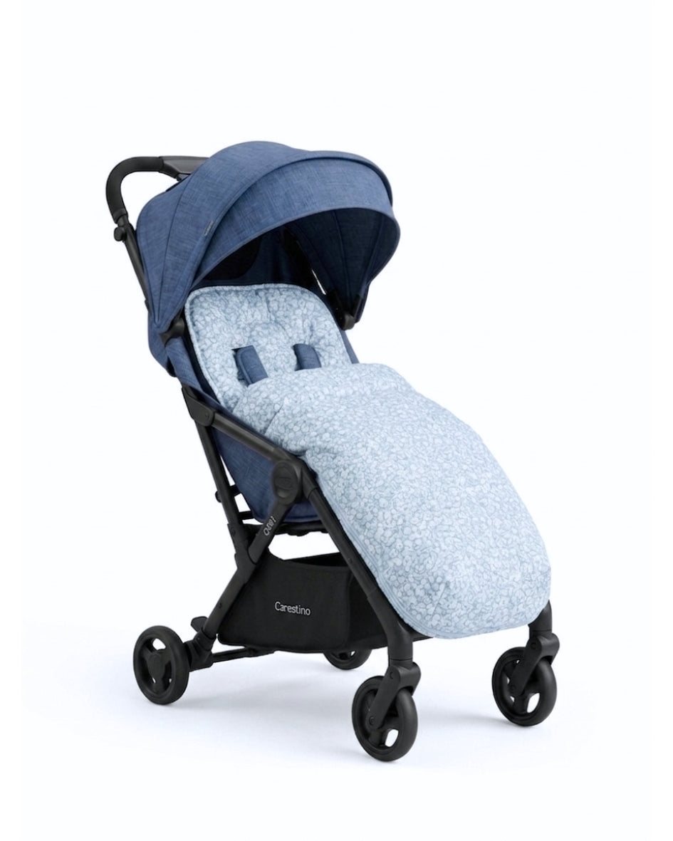 Colchón de coche universal Celeste flores blancas con manta