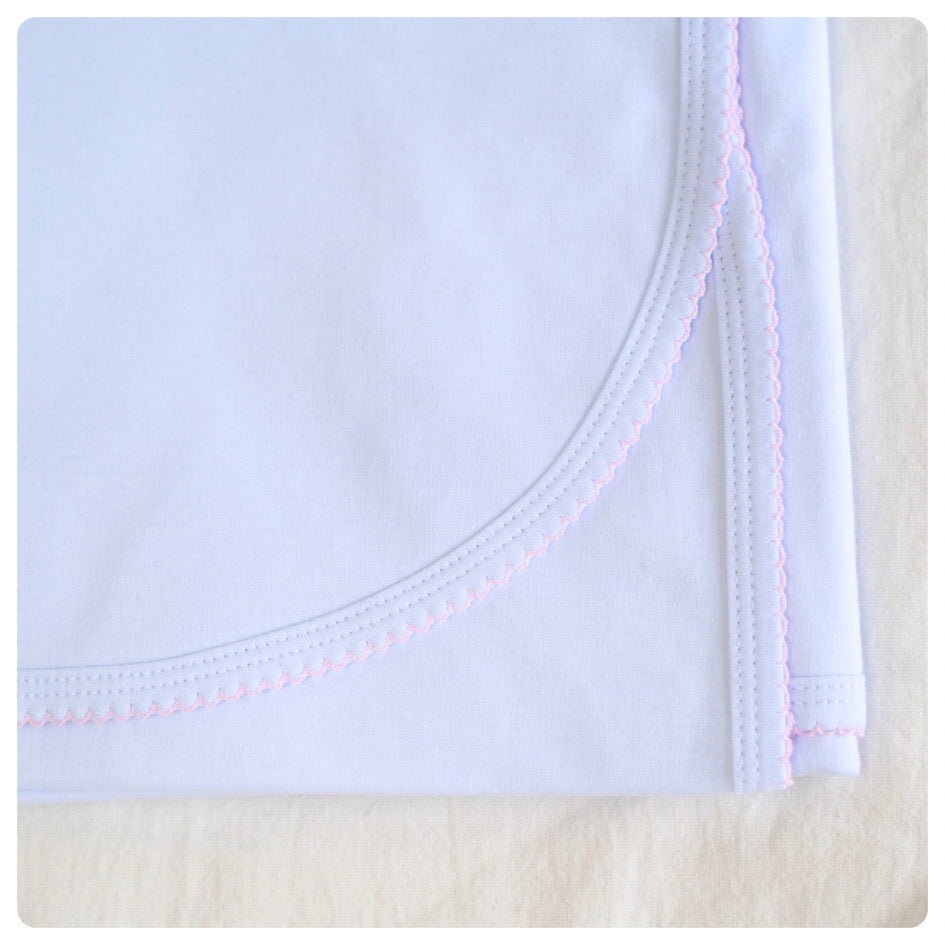 Conjunto algodón orgánico blanco picot rosado 4 piezas