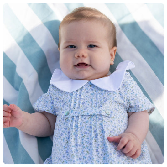 Body Vintage florcitas azules y celestes