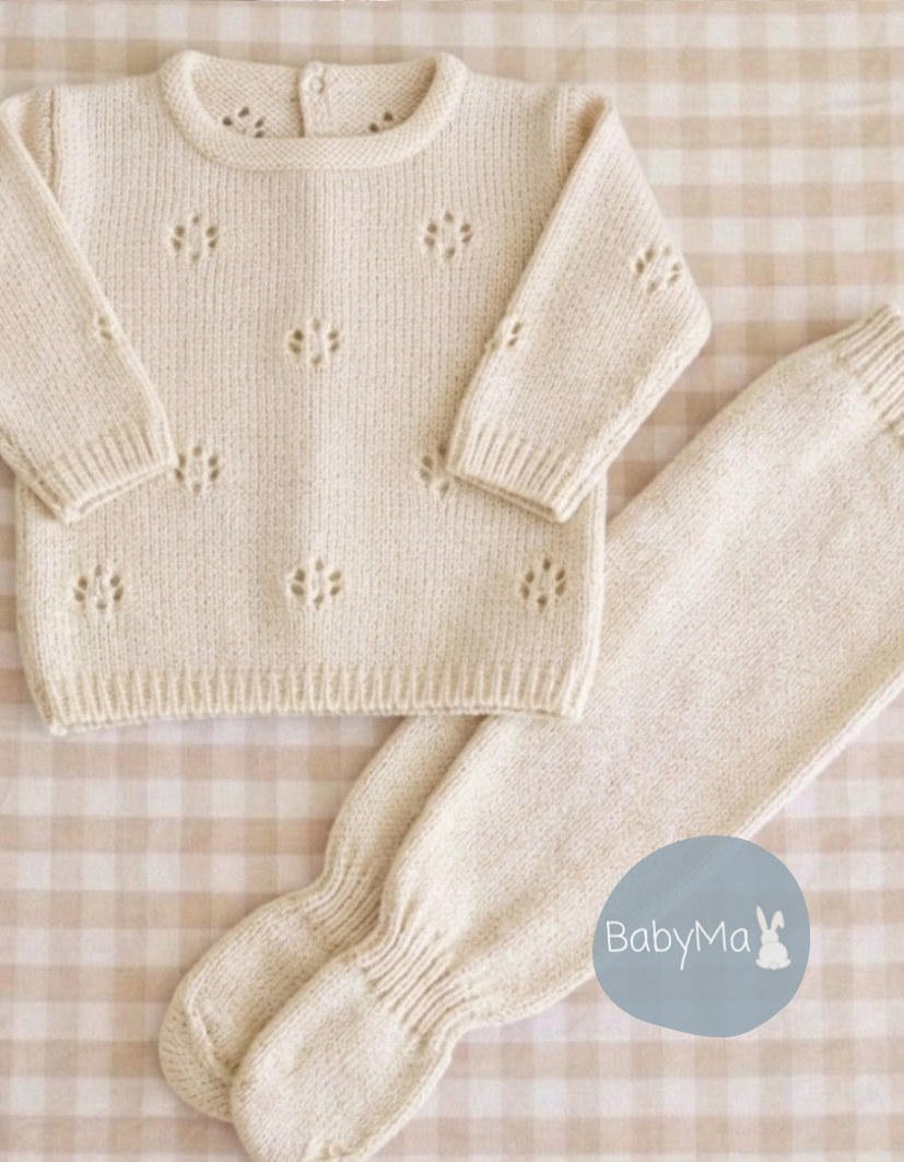 Conjunto primera muda dralon calado