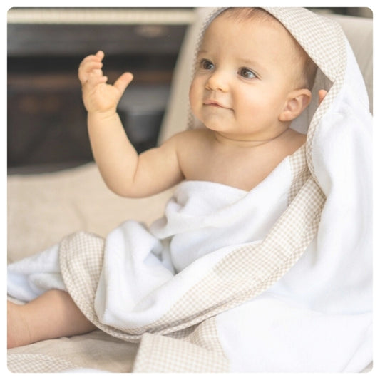 Toallón rectangular Vichy beige