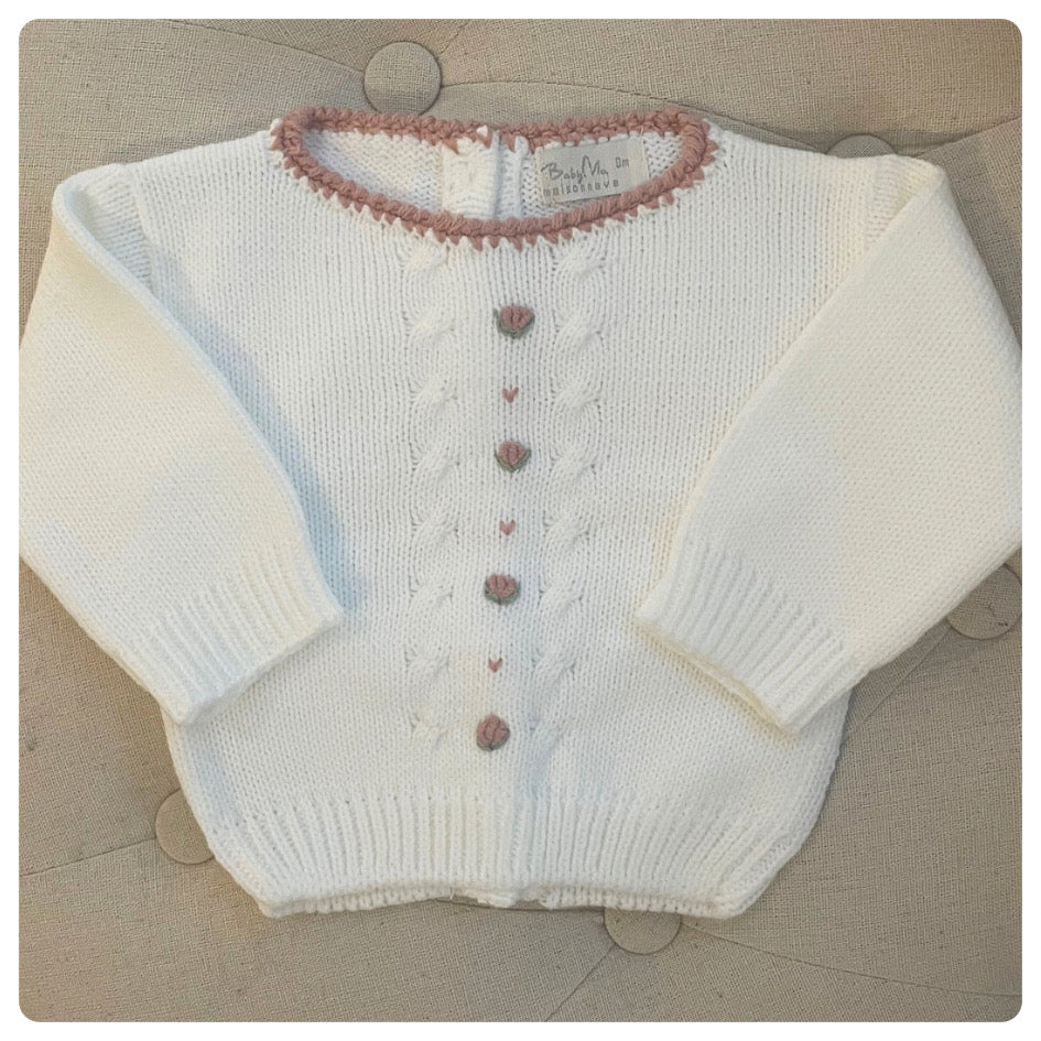 Conjunto dralon blanco y rosa viejo