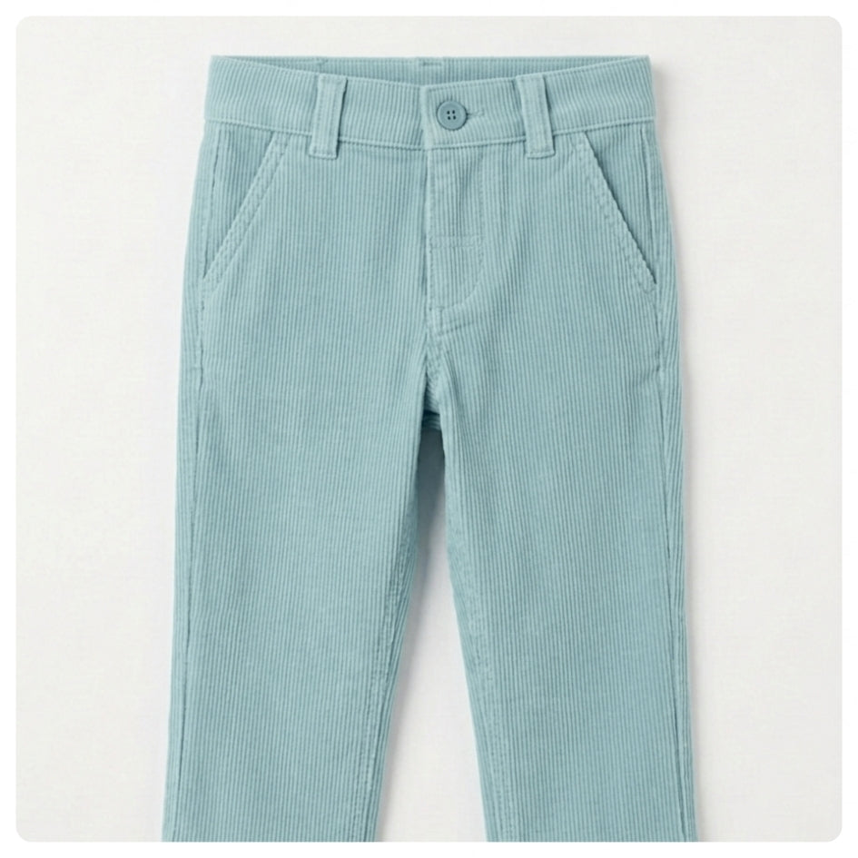Pantalón bebé pana celeste oscuro