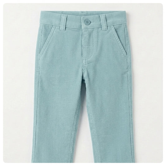 Pantalón bebé pana celeste oscuro
