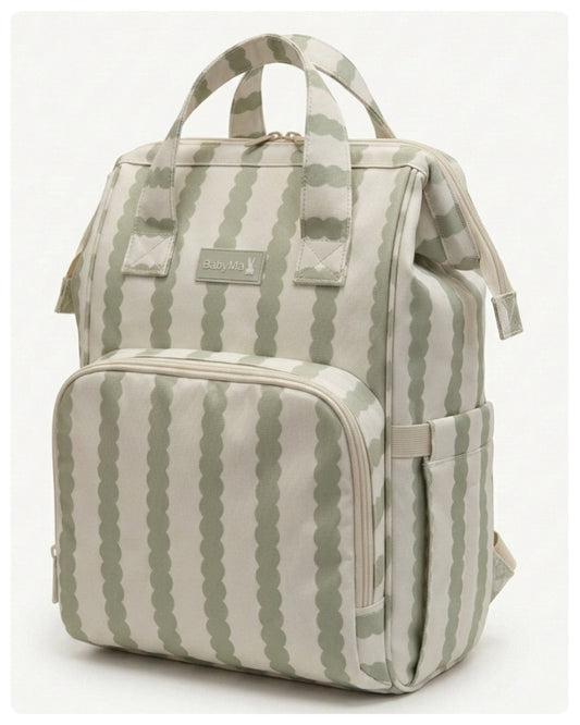 Mochila maternal rayas verdes