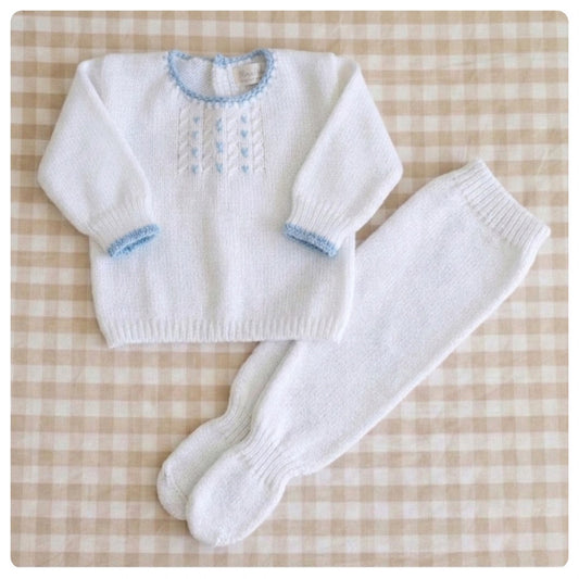 Conjunto dralon blanco y celeste