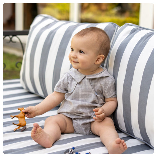 Body vintage lino beige a cuadros