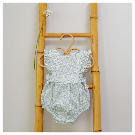 Ranita voladitos flores celestes y verdes