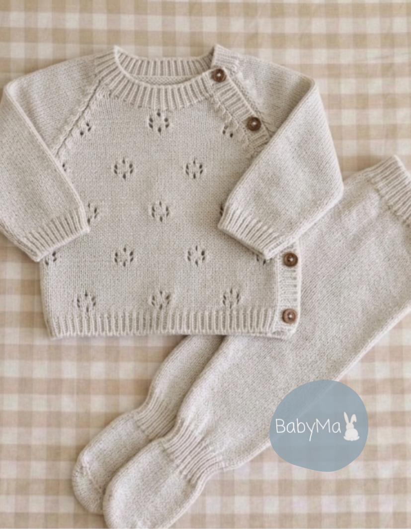 Conjunto primera muda dralon prendido adelante