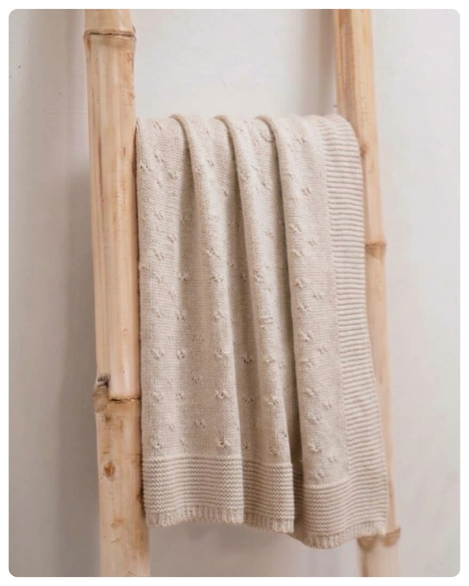 Rebozo hilo o dralon puntitos beige