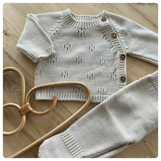 Conjunto dralon prendido adelante beige
