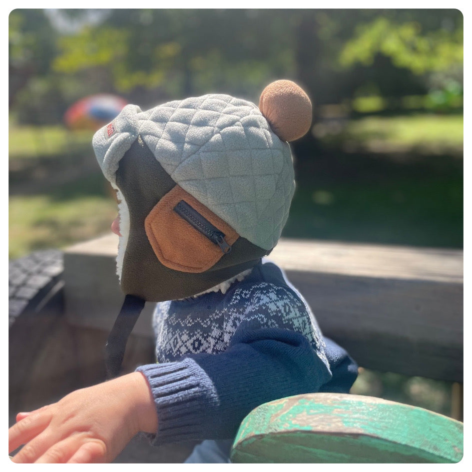 Gorro leñador gris y verde