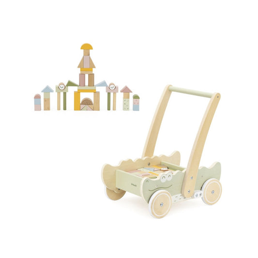 Caminador cocodrilo con 40 bloques de madera