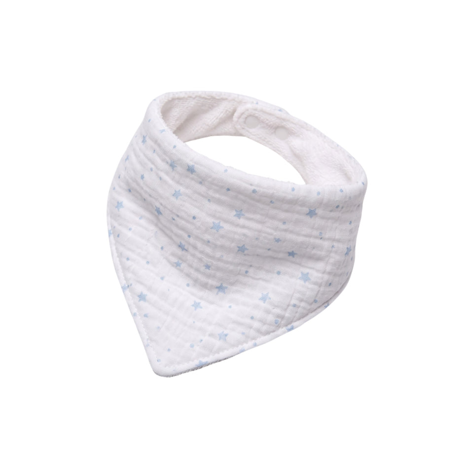 Babero bandana muselina estrellitas celestes
