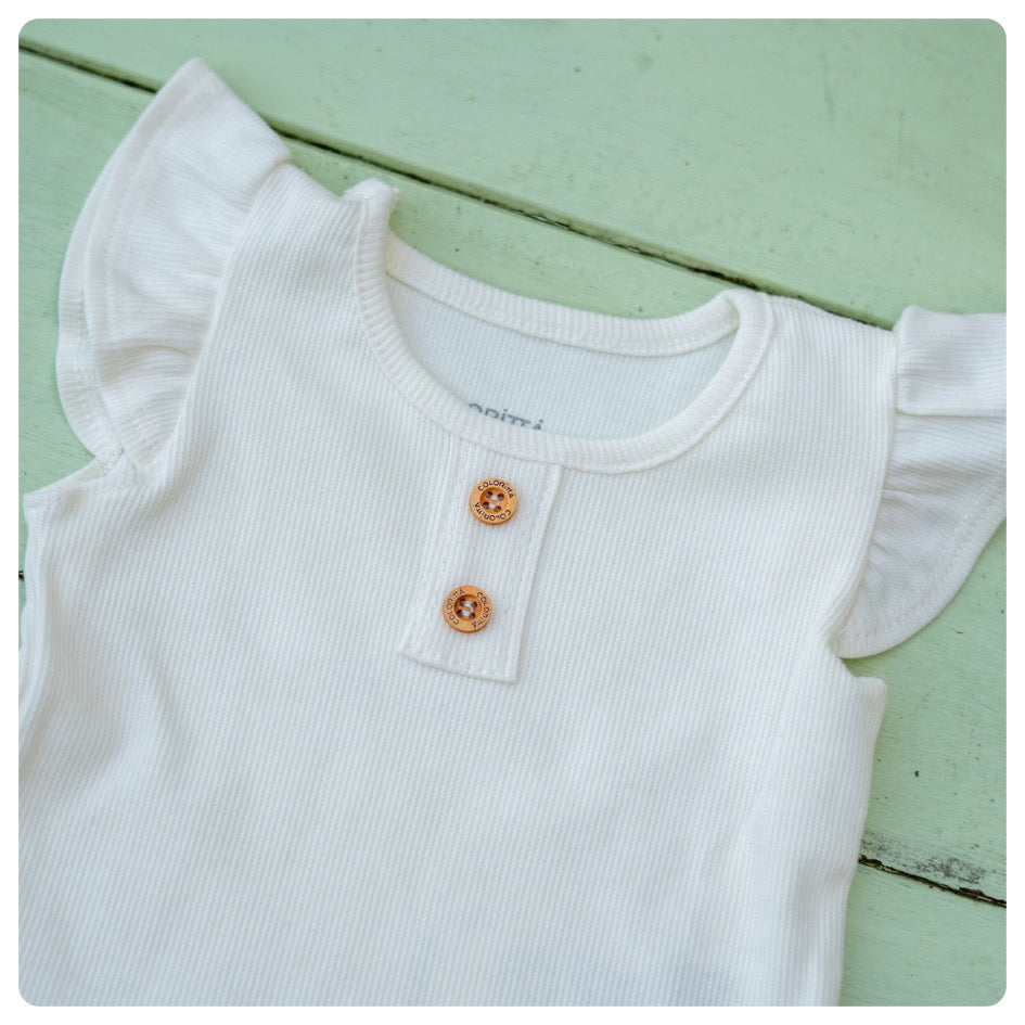 Remera algodón crudo con voladitos