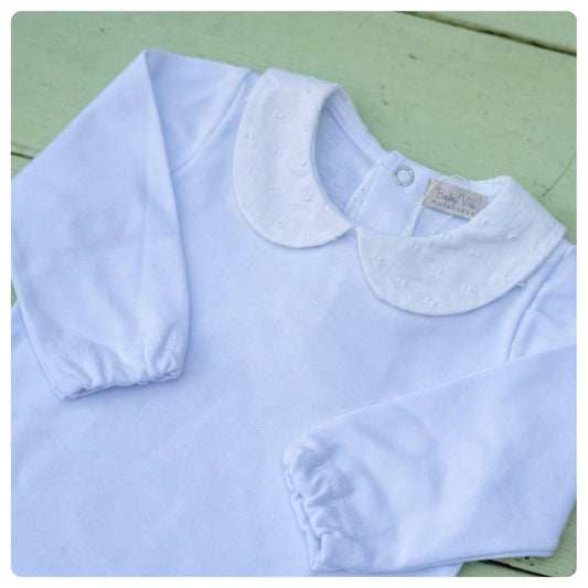 Body algodon blanco cuello doble plumetí m/l