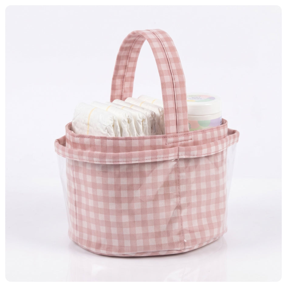 Organizador para cambiador vichy rosado