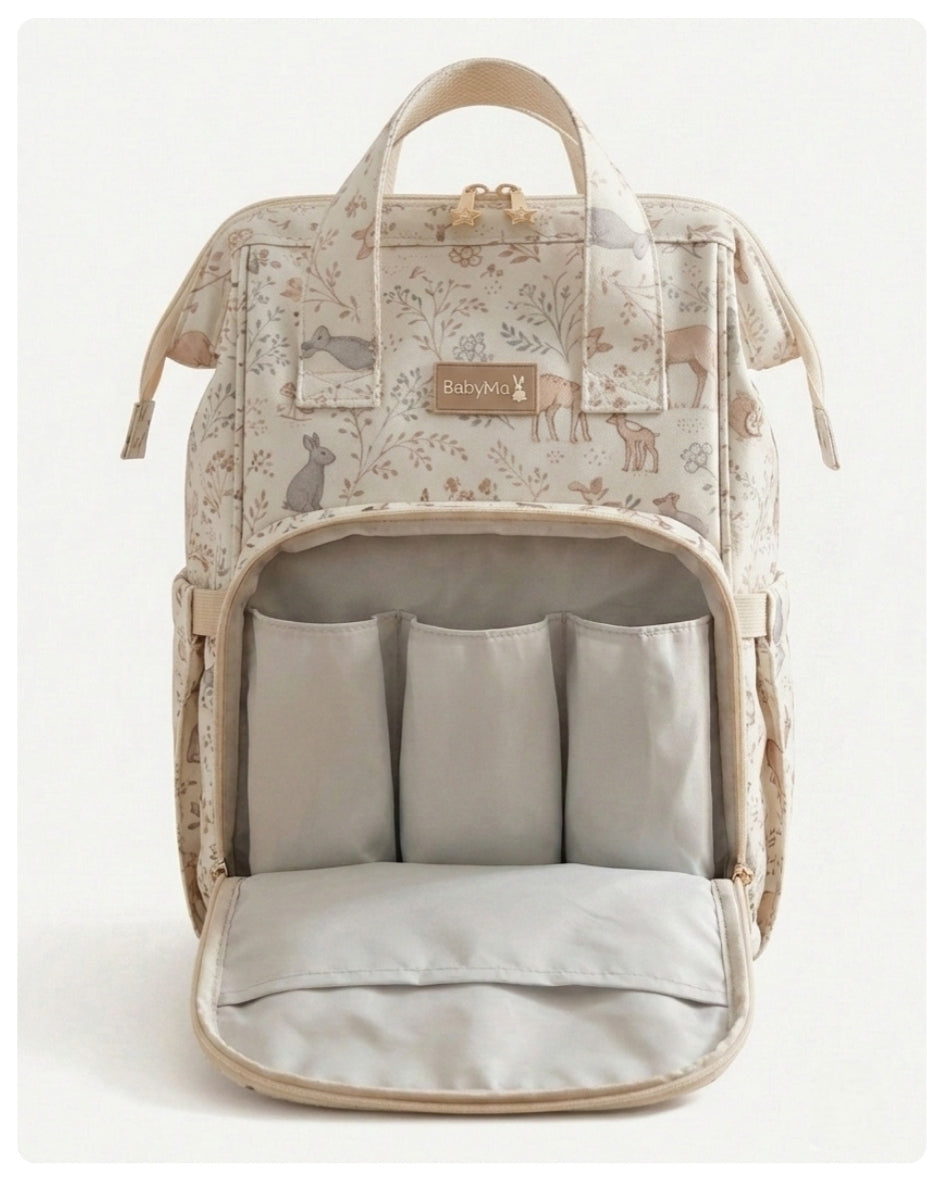Mochila maternal bosque