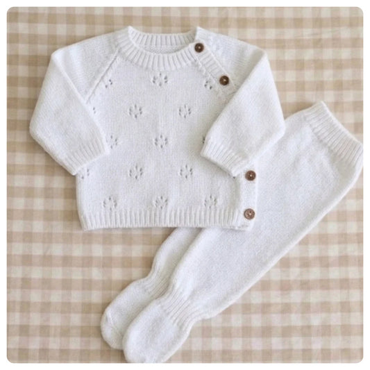 Conjunto dralon prendido adelante blanco