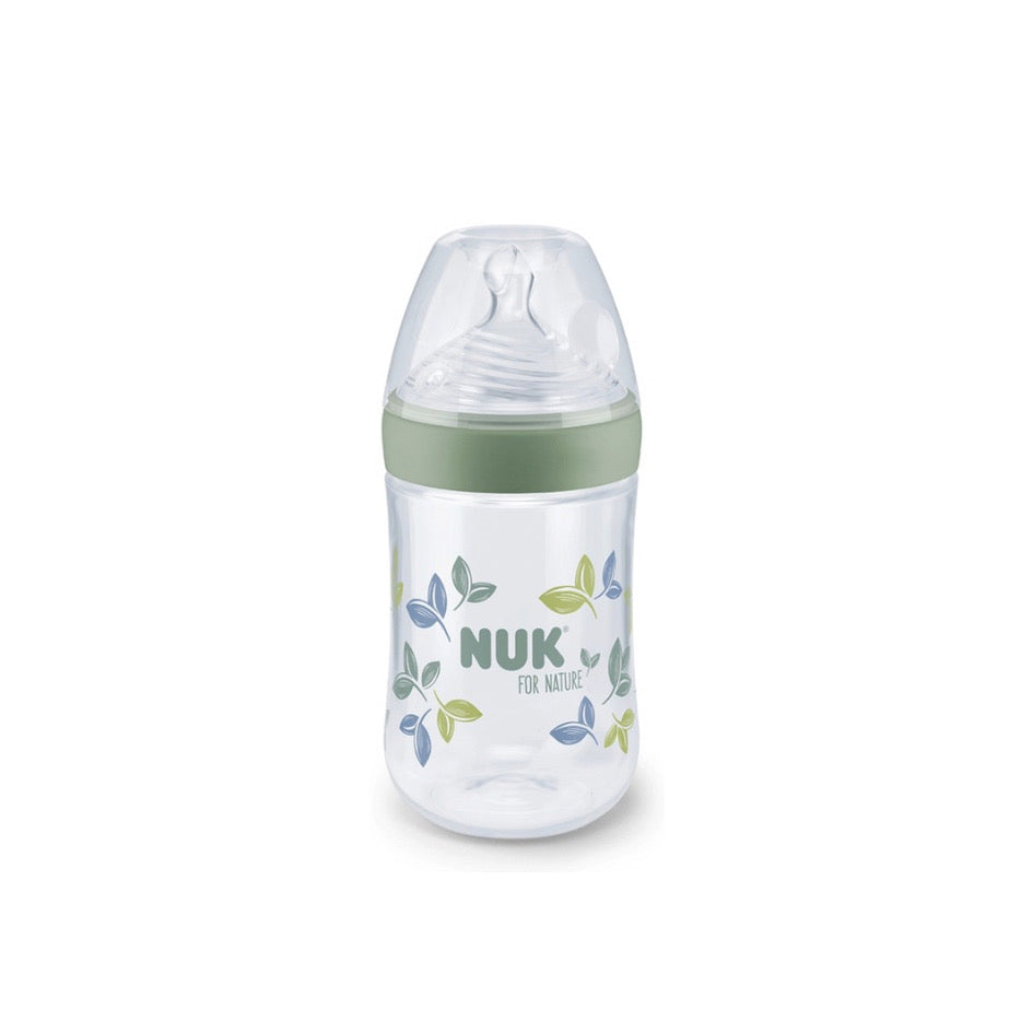 Mamadera 260ml Nuk For Nature anatómica tetina de silicona-Orificio M verde