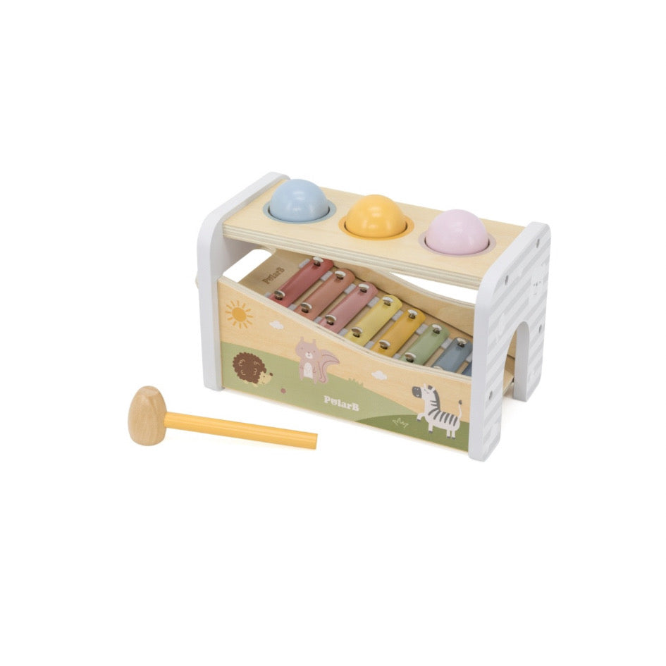 Xilofón y juego de pelotas para martillar