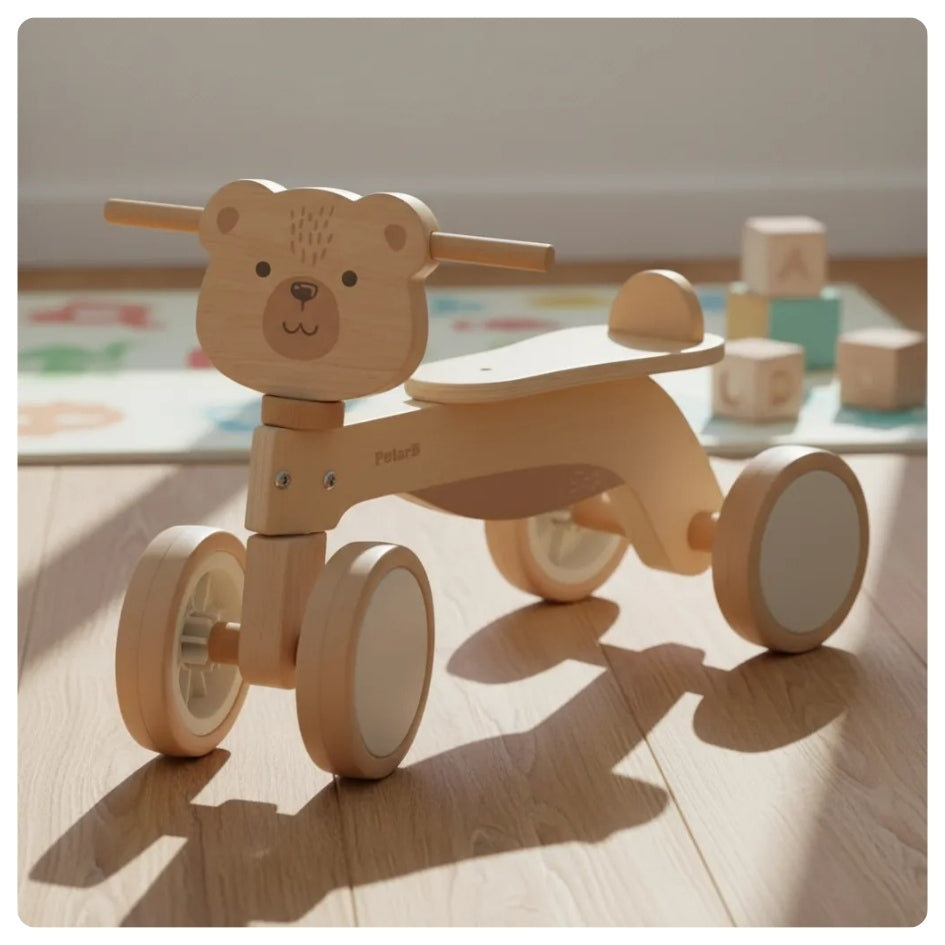 Triciclo de madera beige